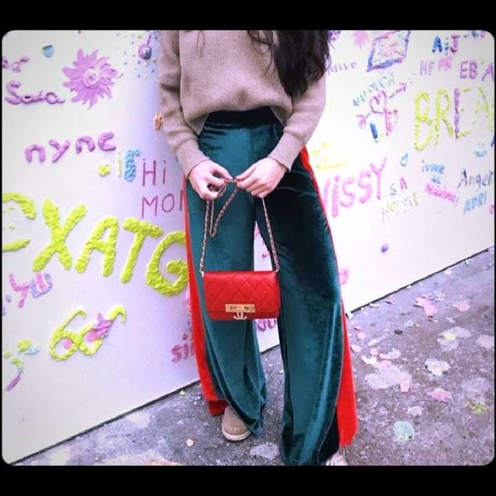 silence + noise green velour track pants 🍃